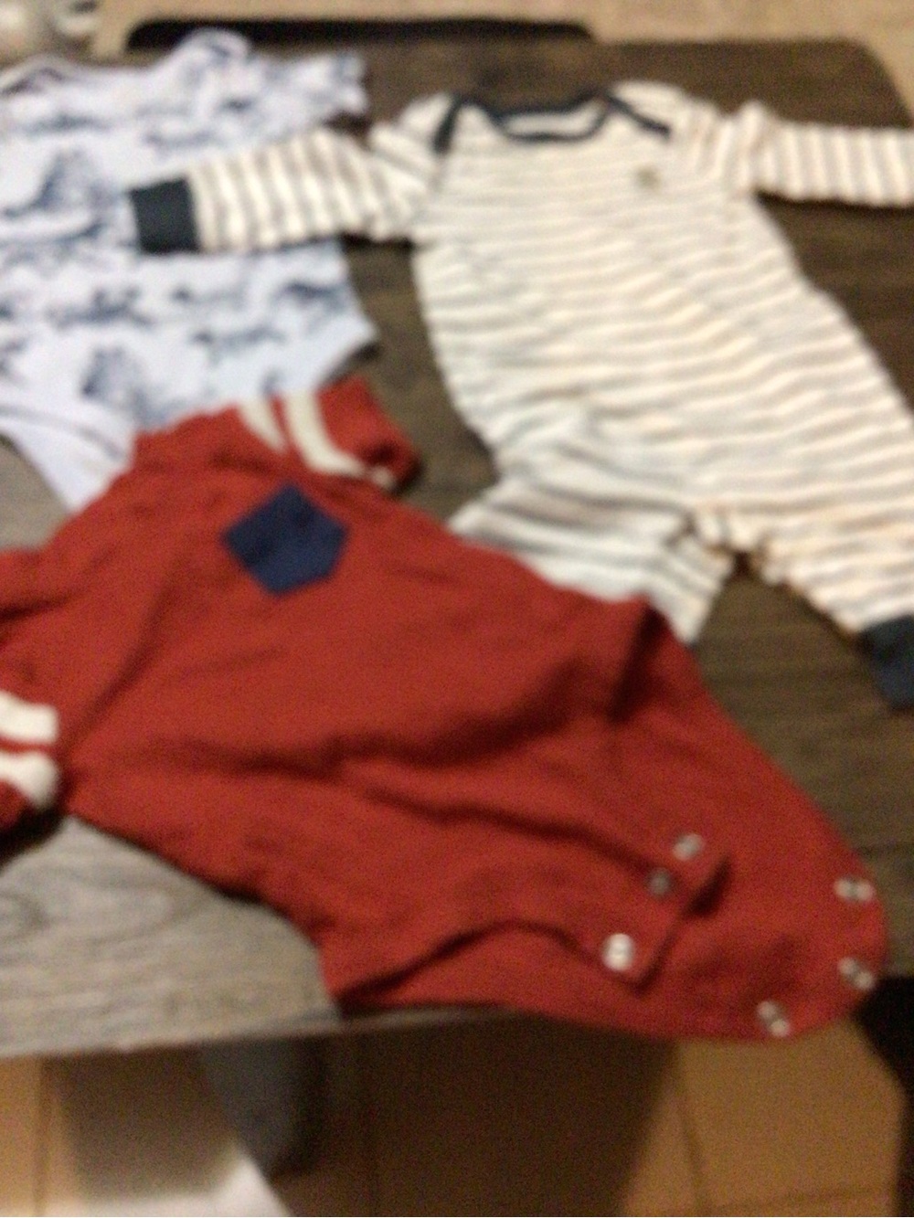 Kids Red One-Piece Romper with Navy Accent